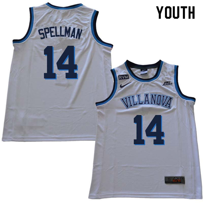 2018 Youth #14 Omari Spellman Willanova Wildcats College Basketball Jerseys Sale-White - Click Image to Close